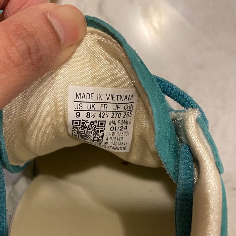 Adidas Men's Turquoise and White Sneakers - Picture 5 of 6
